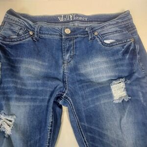 Wall Flower Distressed Jeans Women's Size 15 Acid Wash Hippie Boho Biker‎
